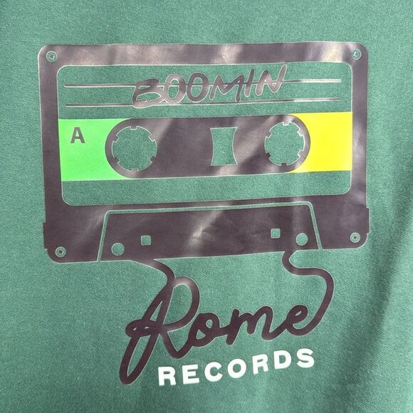 Roots73 Rome Records Graphic Hoodie Green Unisex Size L Retro Streetwear - Picture 8 of 15